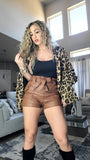 Brown Leather Shorts