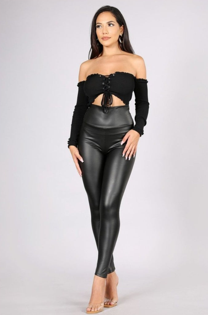 LC Lauren Conrad Faux Leather Leggings Black Small  Faux leather leggings,  Leather leggings, Clothes design